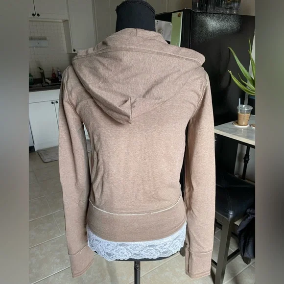 Vintage Abercrombie light brown zip up hooded sweater! - Picture 3 of 12